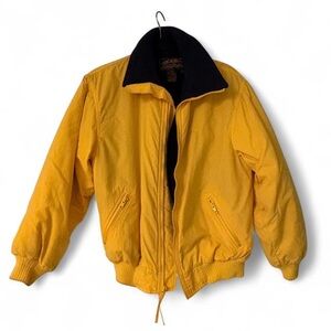 Vintage Eddie Bauer Yellow Bomber Jacket with Black Collar
